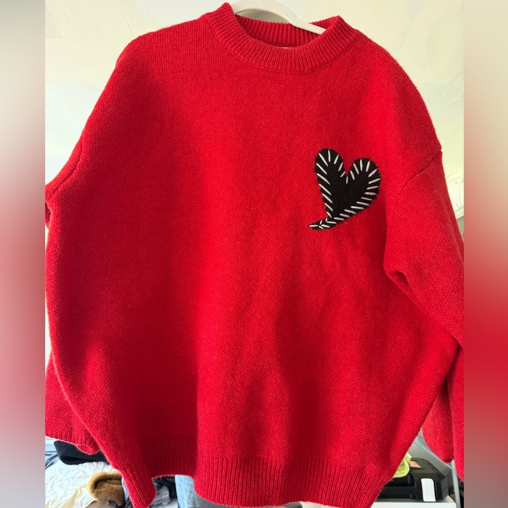 Never worn acrylic and wool oversize sweater with heart Tokyo brand